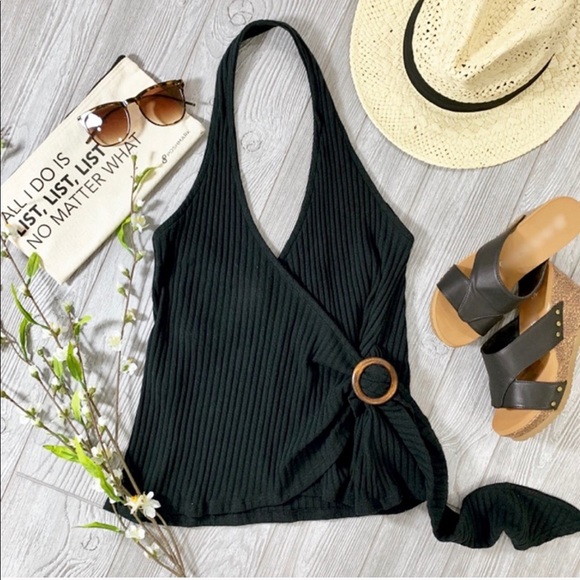 Infinity Raine Tops - LAST ONE! PAGE TURNER HALTER TOP-BLACK